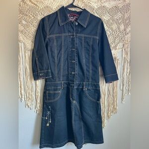 Oilily ~ Women’s 3/4 Sleeve Drop Waist Denim Dress with Charms in size 36